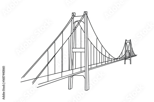 Detailed sketch of a majestic suspension bridge