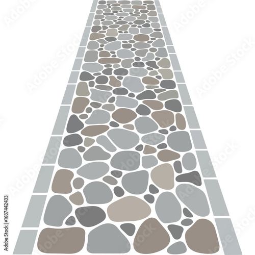 Stone pathway perspective texture landscape garden walkway textured ground cobblestone pattern vector