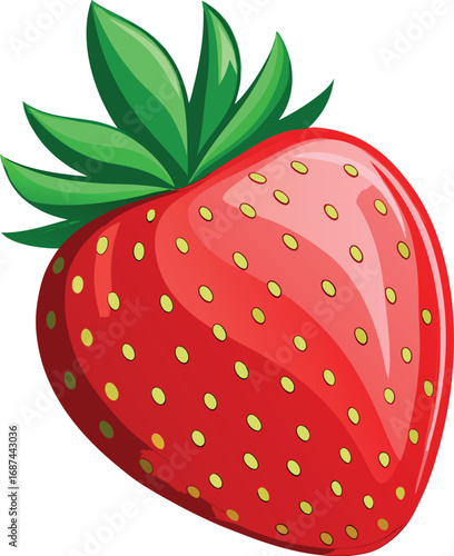 Vector vector art of single strawberry transparent background