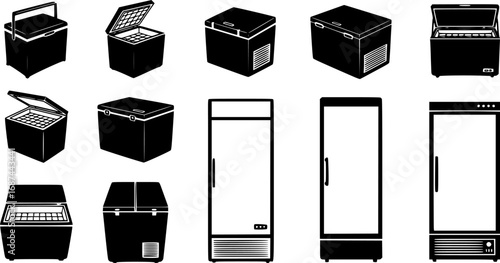 Box for ice vector illustration on white background. Isolated outline set icon icebox. 