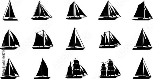 Sail yacht vector black set icon. Vector illustration sailboat on white background