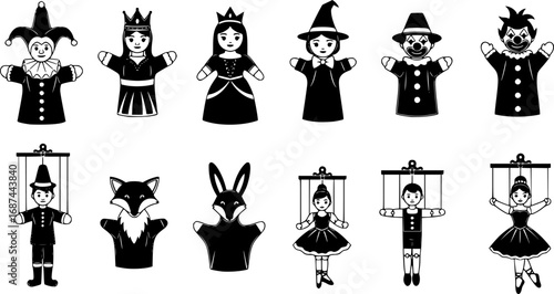 Puppet vector cartoon set icon. Vector illustration theater doll on white background.