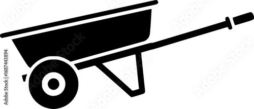Garden wagon vector outline icon. Vector illustration farm cart on white background. 