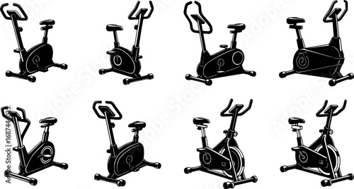 Exercise bike vector cartoon icon. Isolated cartoon illustration icon fitness bicycle.