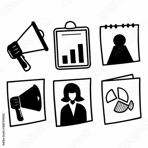 Set of business icons vector illustration of marketing and management