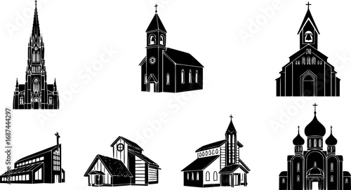 Church vector black set icon. Vector illustration religion building on white background.