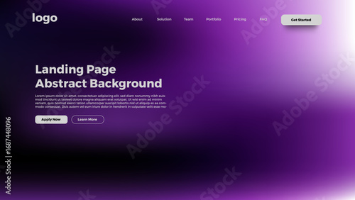 A modern landing page with a clean, professional design and a blurred, abstract purple gradient background, suitable for websites and apps.