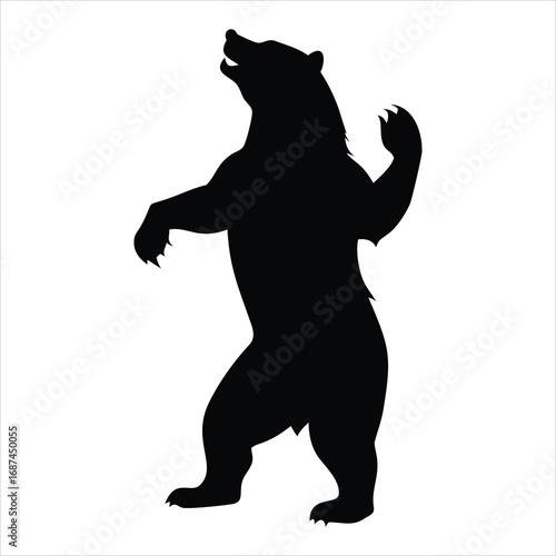 Black silhouette of a bear standing on its hind legs
