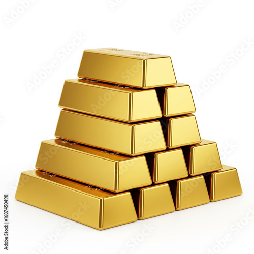 stack of gold bars on white background. A stack of gold bars isolated on white background.