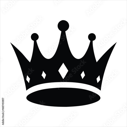 Simple black silhouette of a royal crown with jewels