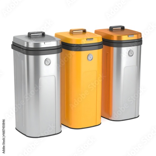 Wallpaper Mural Three modern trash bins in different colors Torontodigital.ca