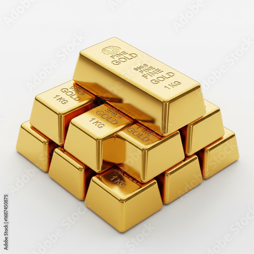 stack of gold bars on white background. A stack of gold bars isolated on white background.