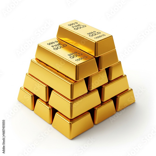 stack of gold bars on white background. A stack of gold bars isolated on white background.