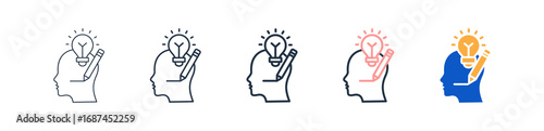 Creative Thinking different style icons set vector illustration. 