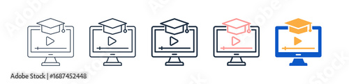 Online Course different style icons set vector illustration. 