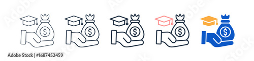 Endowment different style icons set vector illustration. 