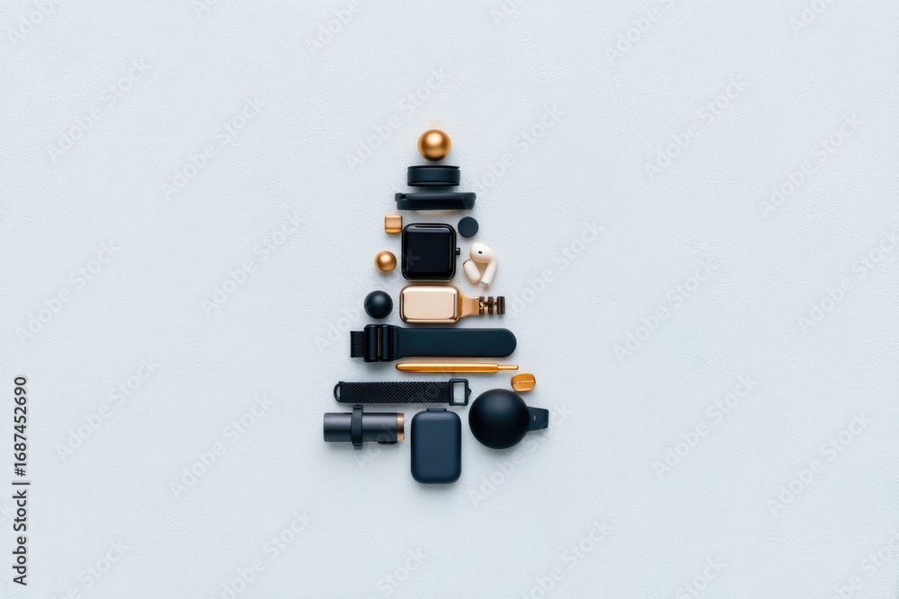 Obraz premium Unique arrangement of geometric shapes forms stylized Christmas