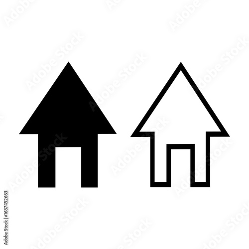 Simple Home Icons: Modern graphic representation of home concepts, a minimalist house symbol rendered in stark black and white, perfect for conveying the essence of home, residence, and real estate.