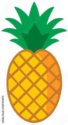 Pineapple Vector Illustration with Green Leaves
