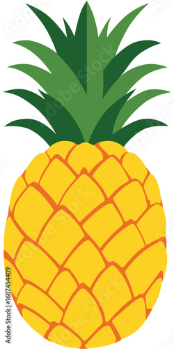 Pineapple Vector Illustration with Green Leaves