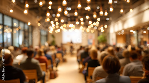 Wallpaper Mural business seminar room blurred background filled with people attending speech corporate professional meeting workshop training session networking leadership discussion learning conference Torontodigital.ca