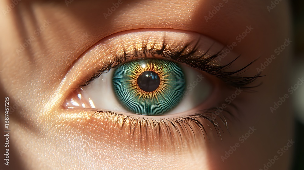 Fototapeta premium Womans Eye Teal Iris Macro Closeup.