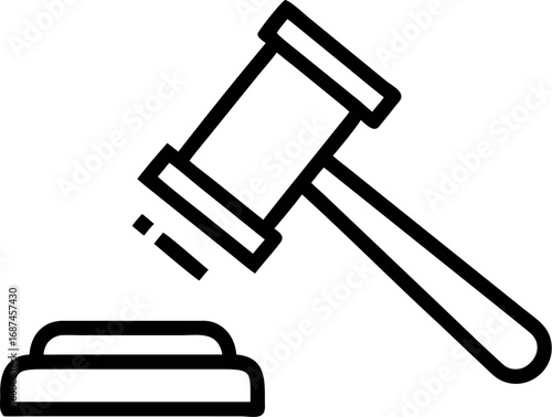 judge gavel line art icon vector. law icon vector. auction hammer vector