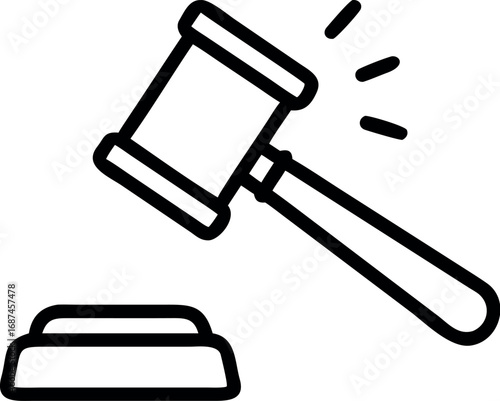 judge gavel line art icon vector. law icon vector. auction hammer vector