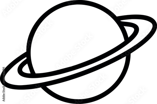 Saturn icon in line art style. Planet vector illustration