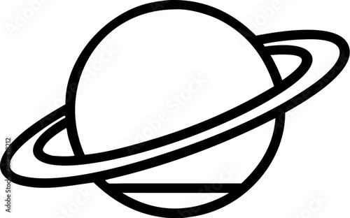 Saturn icon in line art style. Planet vector illustration