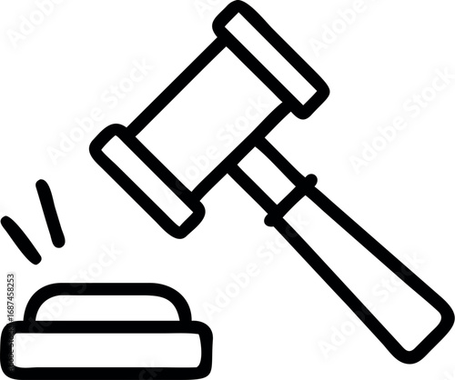 judge gavel line art icon vector. law icon vector. auction hammer vector