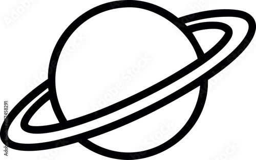 Saturn icon in line art style. Planet vector illustration