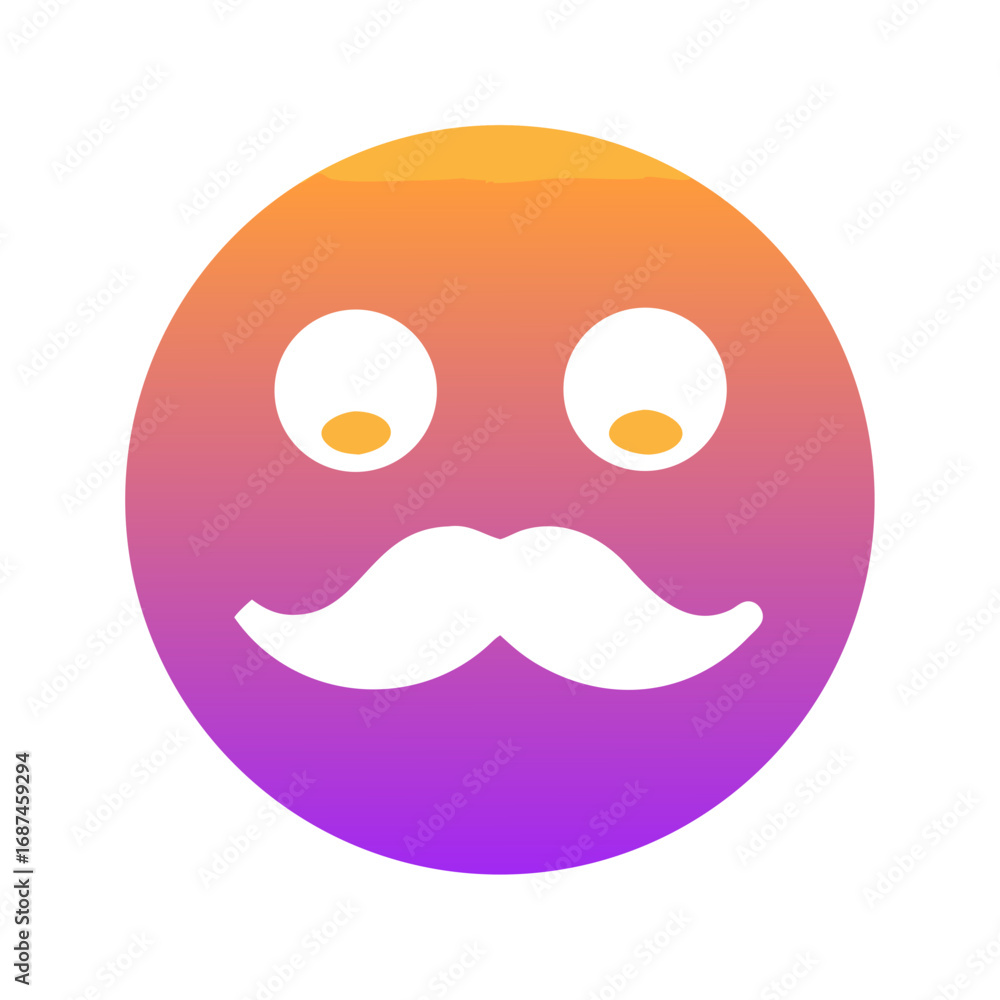 Fototapeta premium Gradient mustache emoji illustration .icon