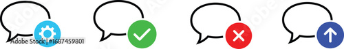 Chat Bubble Set with Send, Approve, Cancel, and Upload Icons for UI Design
