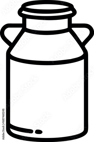 Milk can iron bin tank outline icon. Vintage milk can line vector 