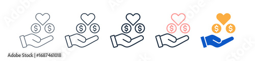 Donation different style icons set vector illustration. 