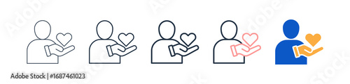 Caregiver different style icons set vector illustration. 