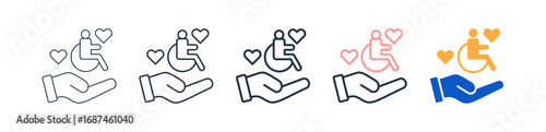 Disability Support different style icons set vector illustration. 