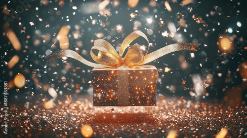 Golden gift box celebration