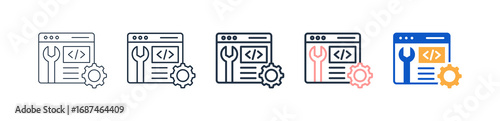 Coding Service different style icons set vector illustration. 
