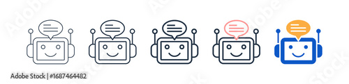 Bot Chat different style icons set vector illustration. 