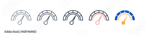 Speedometer different style icons set vector illustration. 
