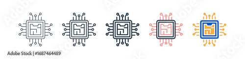 Processor different style icons set vector illustration. 