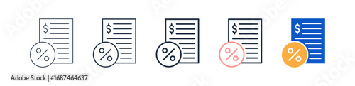 Invoice different style icons set vector illustration. 