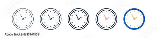 Clock different style icons set vector illustration. 