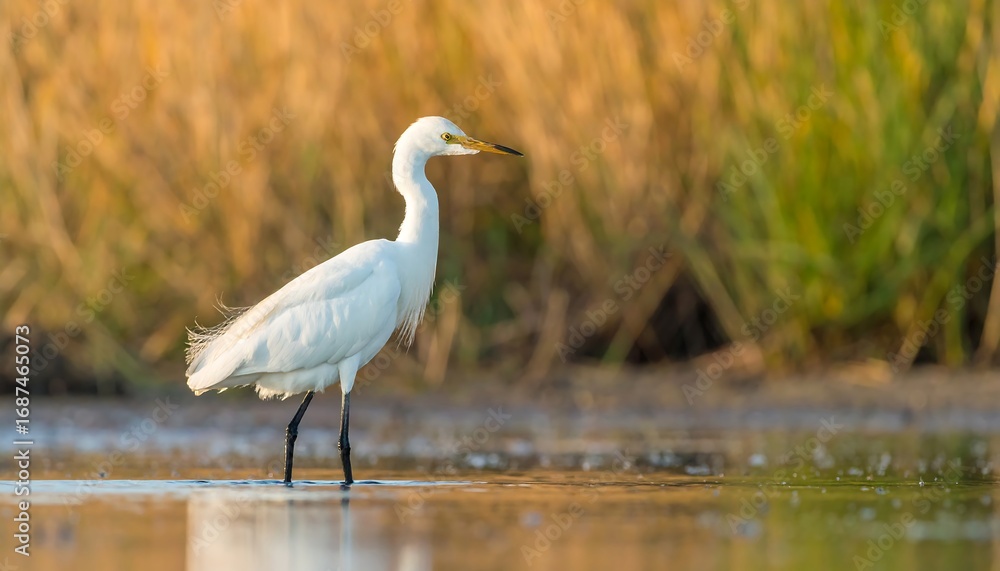 Fototapeta premium White heron in shallows