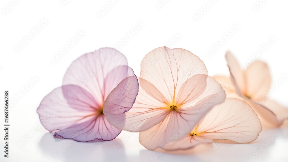 Obraz premium A serene close-up of delicate pink hydrangeas. An elegant and soft floral background. Generative Ai.