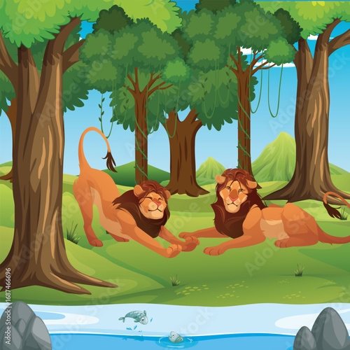 2 Lion In forest 
