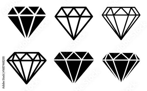 Six Black Diamond Icons on a White Background