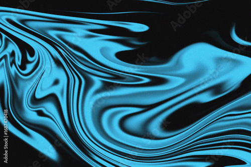 Photography Abstract swirling blue and black liquid marble texture with a grainy effect, flu